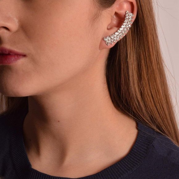 🥳3/20🥳 Silver Tone Left Ear Rhinestone Cuff - New in Package - Picture 2 of 6